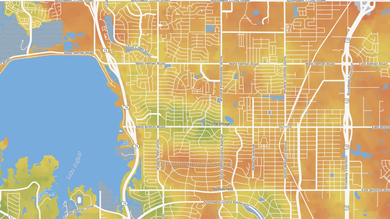 Bike Grade map of The Village, OK