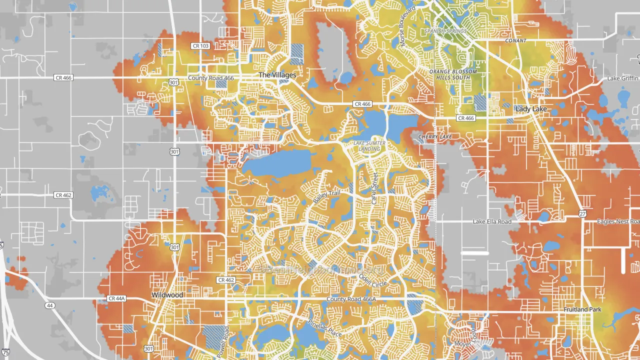 Bike Grade map of The Villages, FL