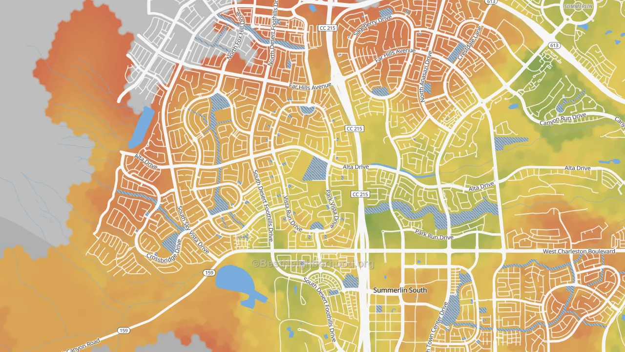 Bike Grade map of The Vistas, Las Vegas, NV