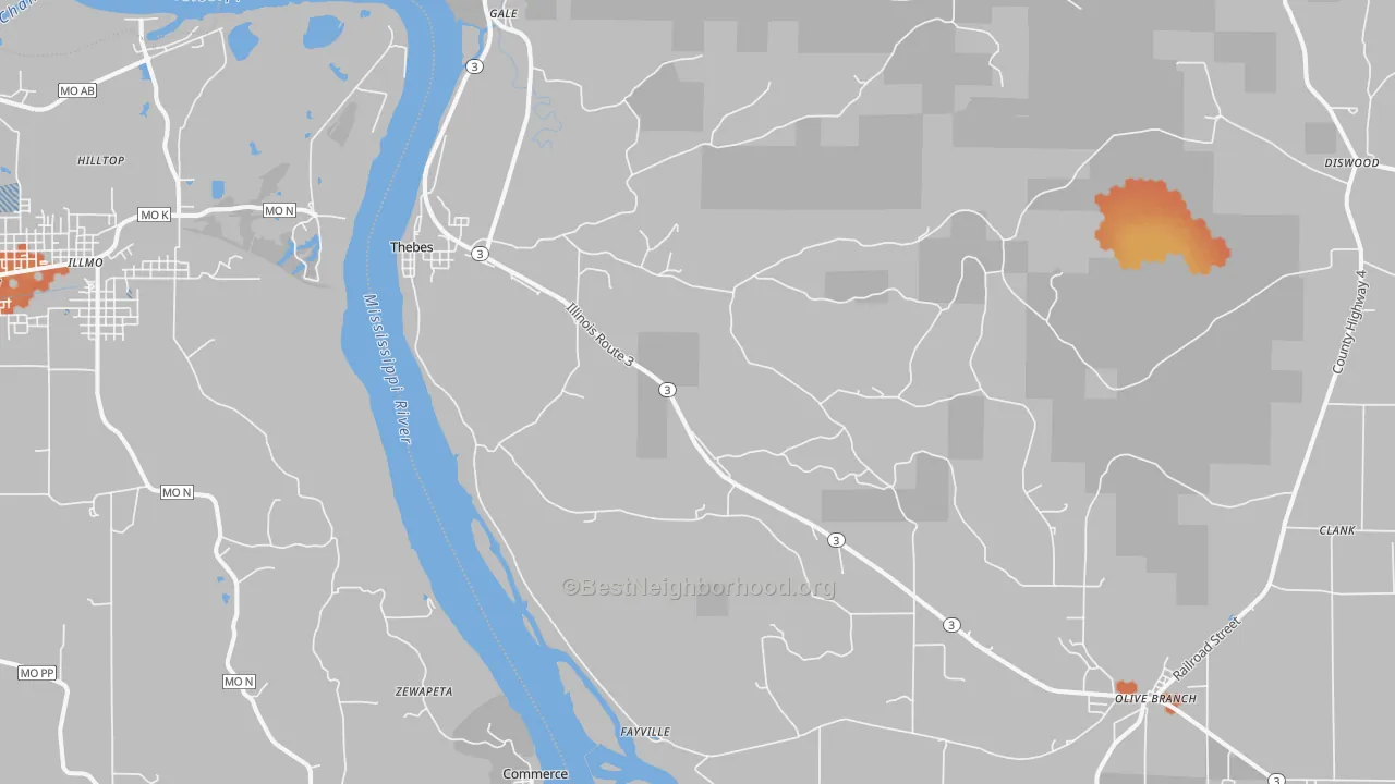 Bike Grade map of Thebes, IL