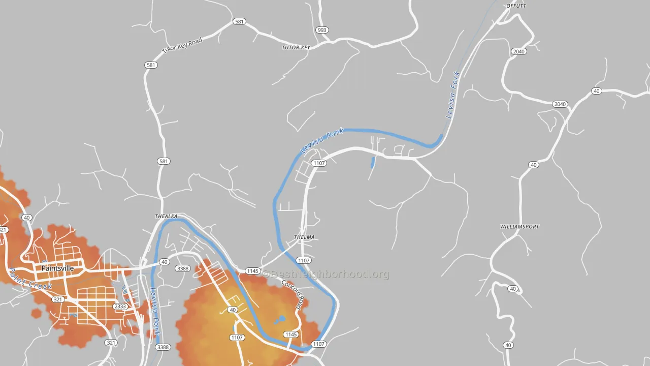 Bike Grade map of Thelma, KY