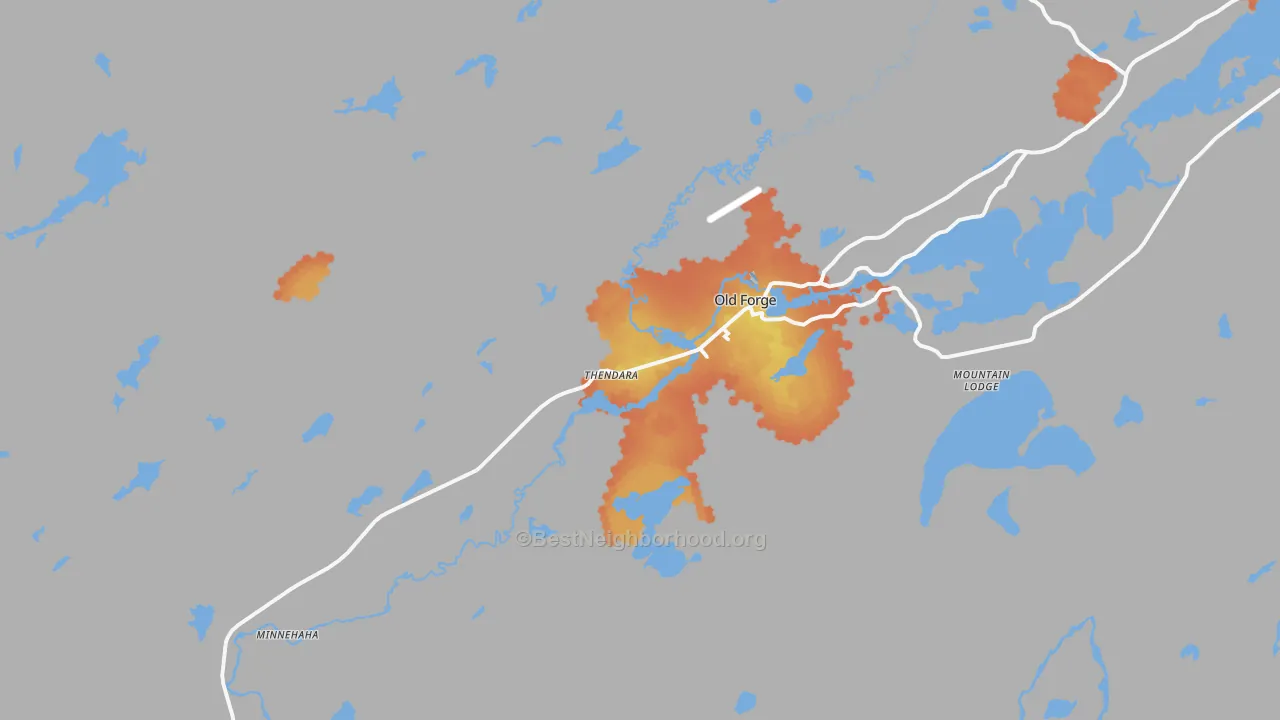 Bike Grade map of Thendara, NY