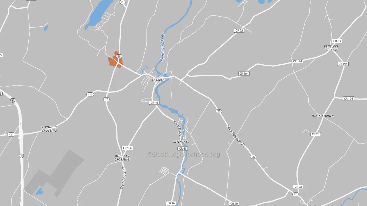 Bike Grade map of Theresa, NY