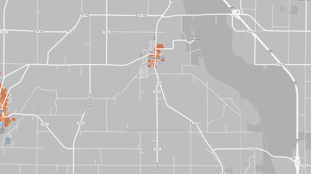 Bike Grade map of Theresa, WI