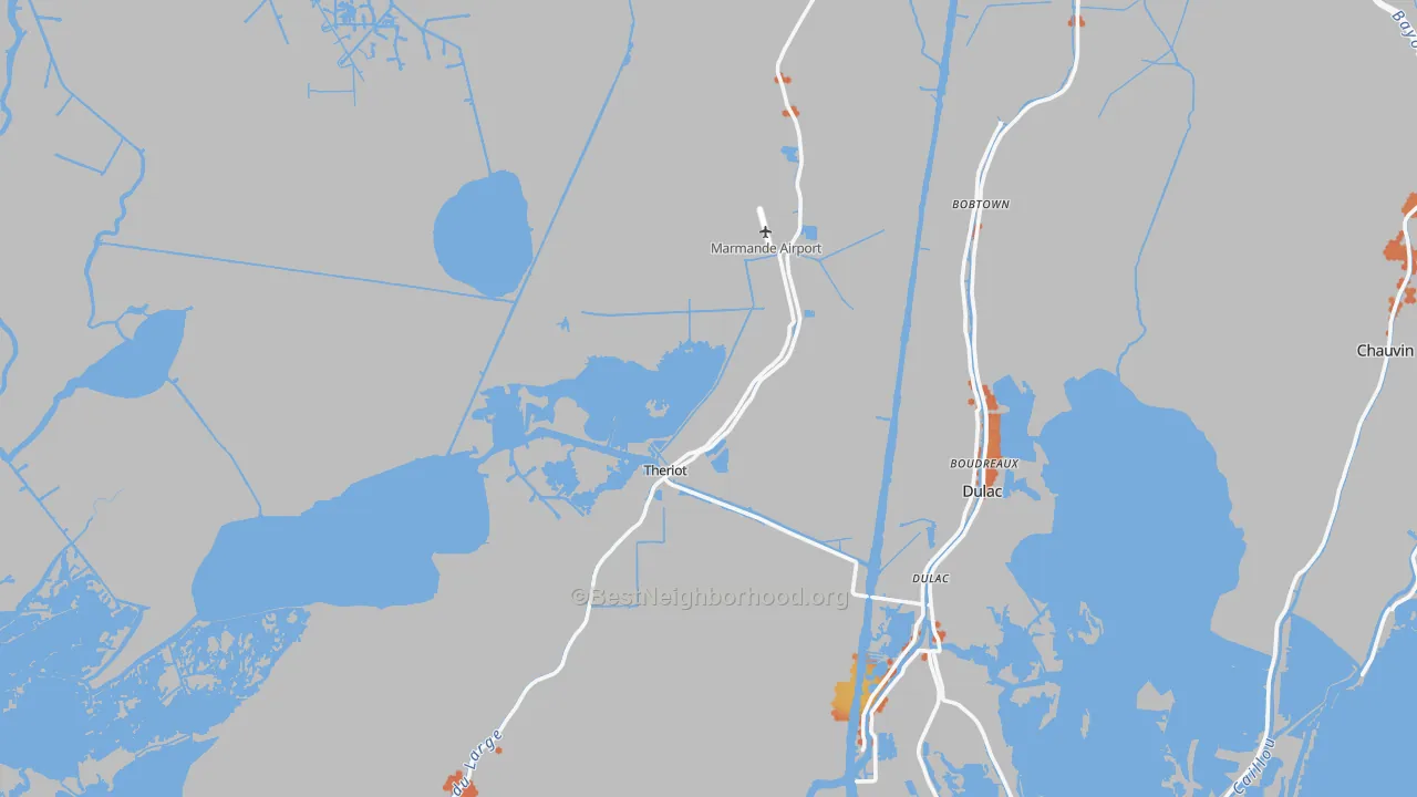 Bike Grade map of Theriot, LA