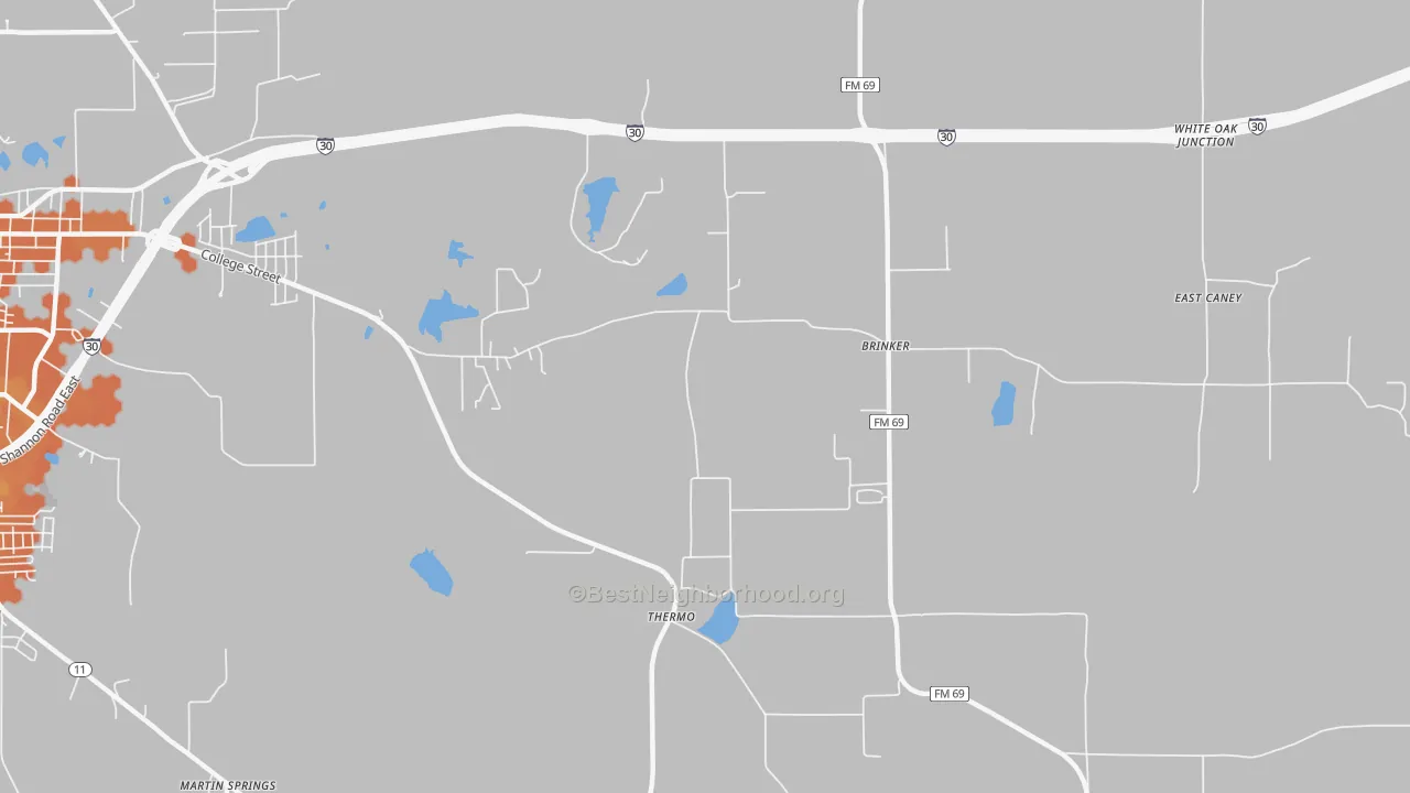 Bike Grade map of Thermo, TX