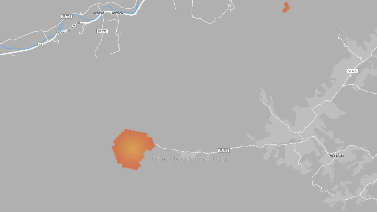 Bike Grade map of Thessalia, VA