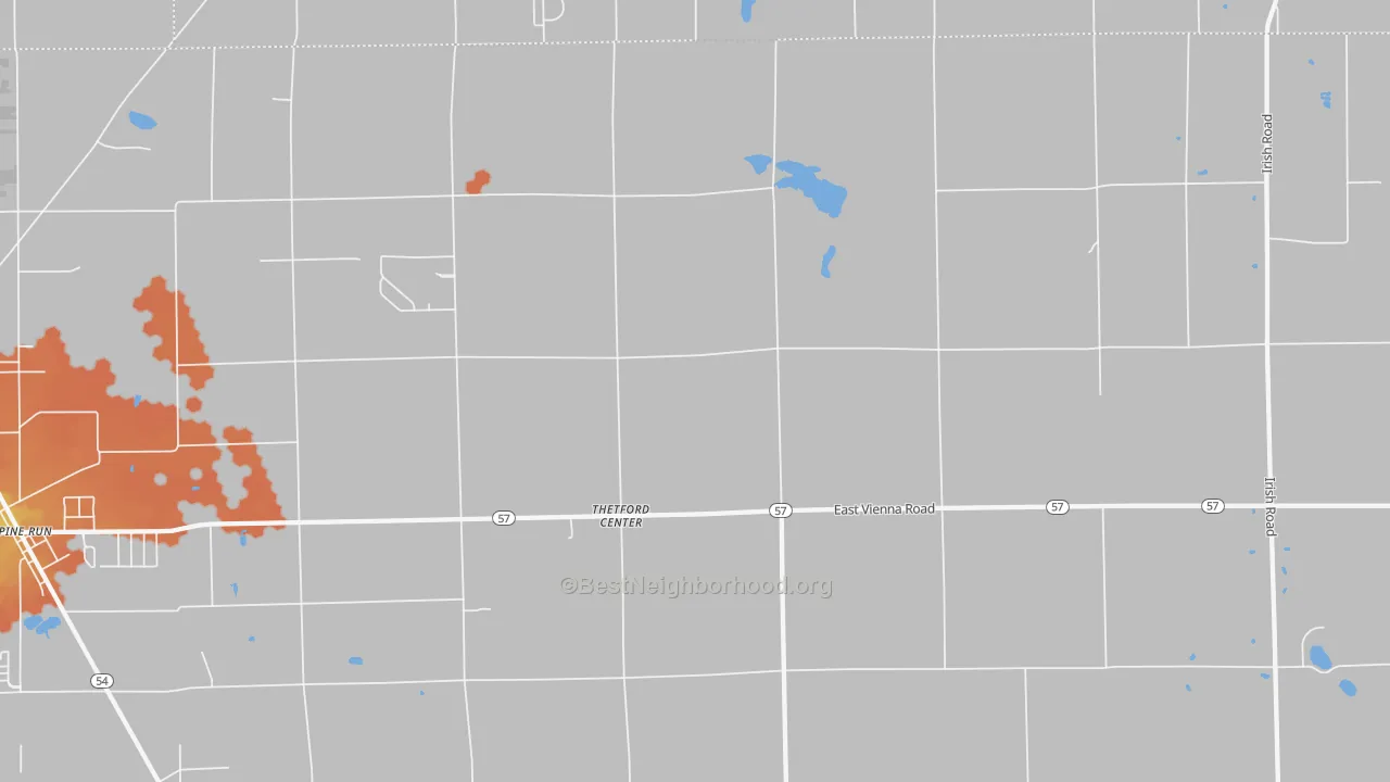 Bike Grade map of Thetford Center, MI