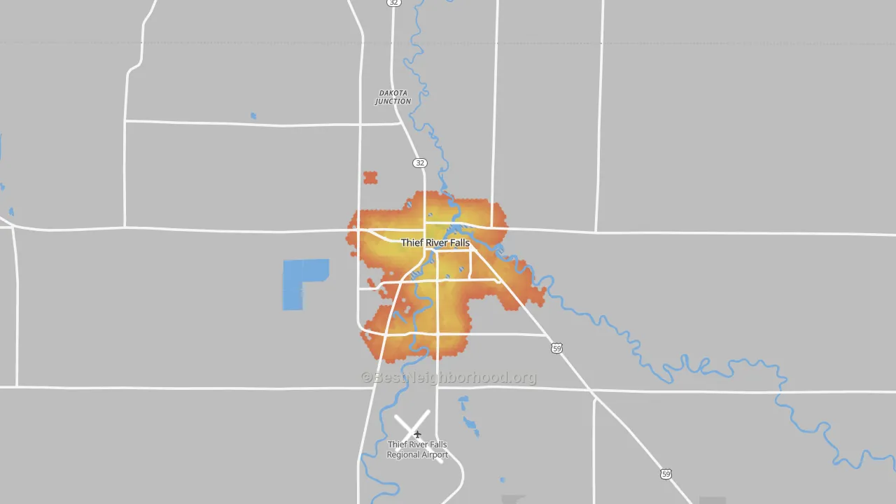 Bike Grade map of Thief River Falls, MN