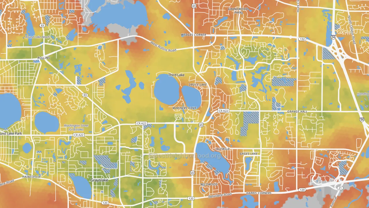 Bike Grade map of Third Lake, IL