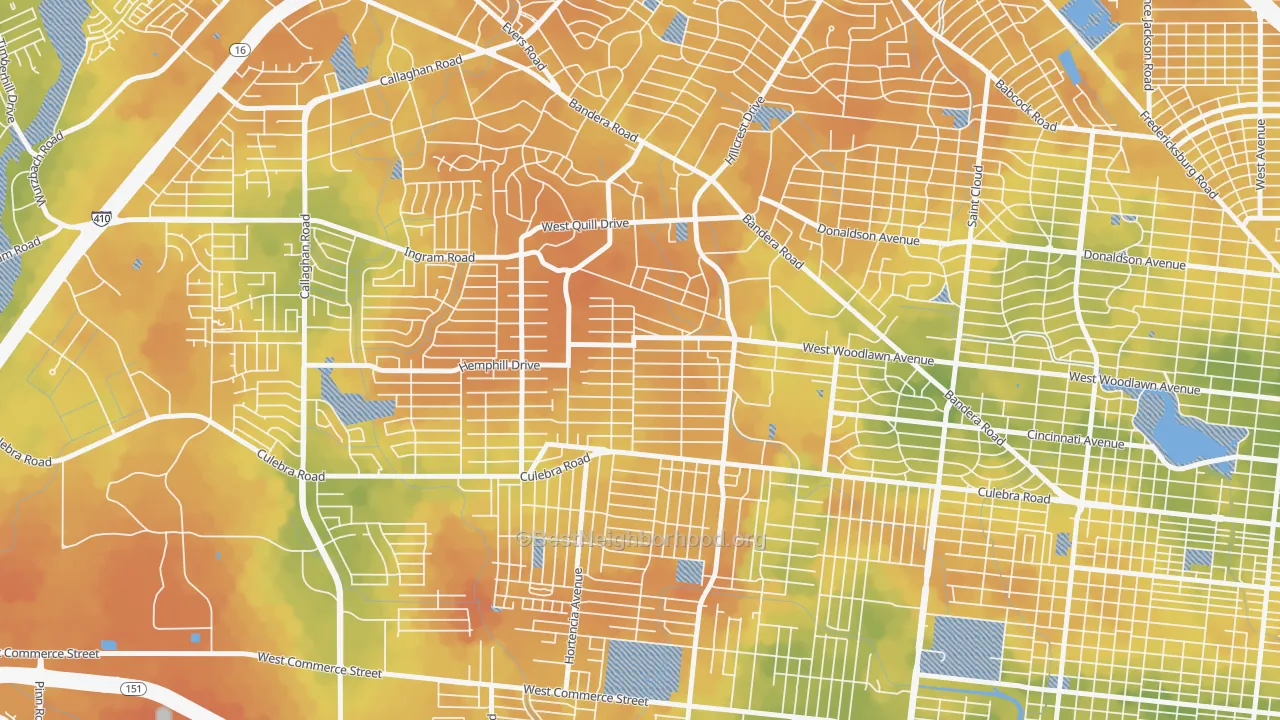 Bike Grade map of Third World, San Antonio, TX