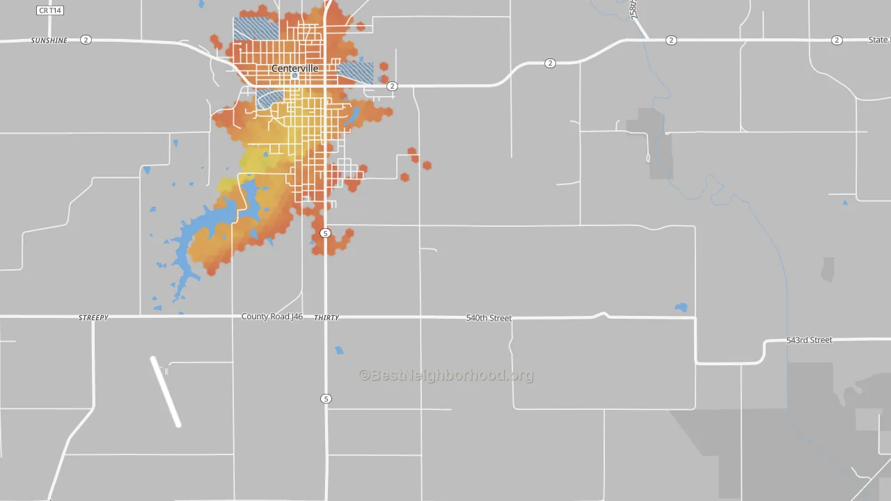 Bike Grade map of Thirty, IA