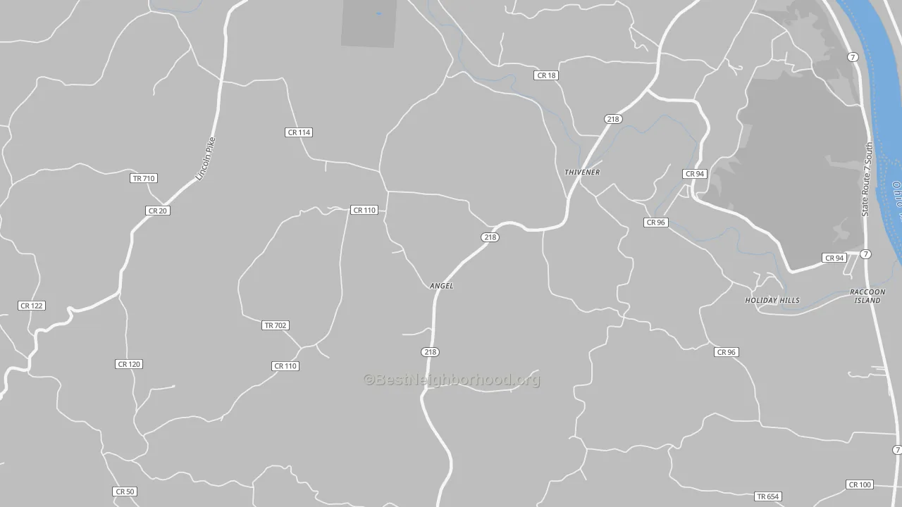 Bike Grade map of Thivener, OH