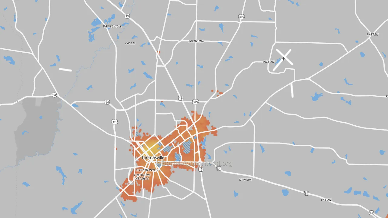 Bike Grade map of Thomas County, GA