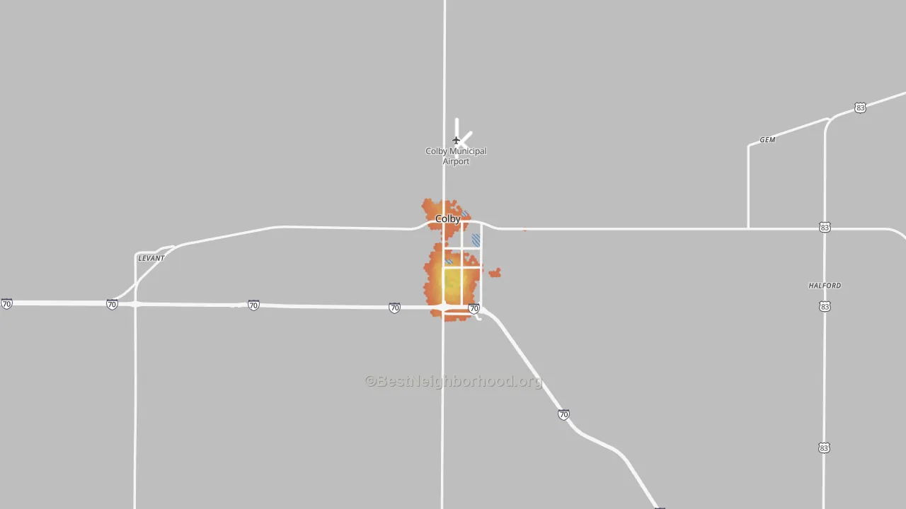 Bike Grade map of Thomas County, KS