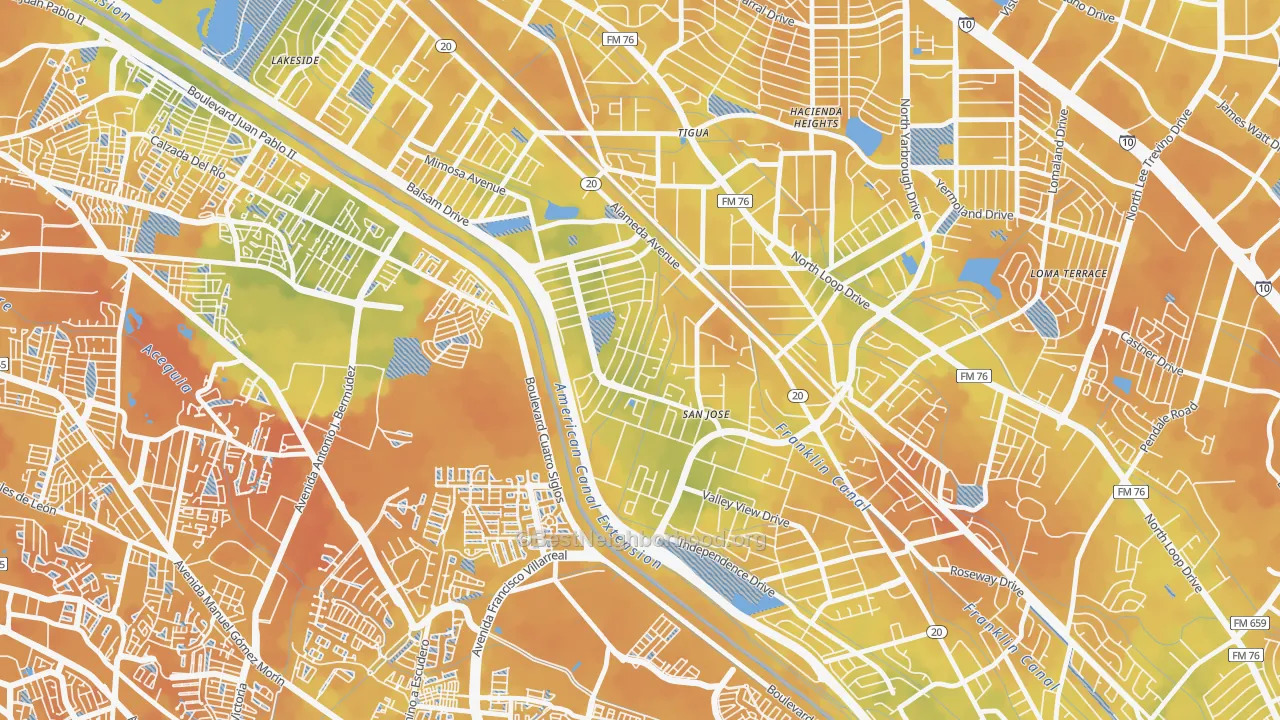 Bike Grade map of Thomas Manor, El Paso, TX