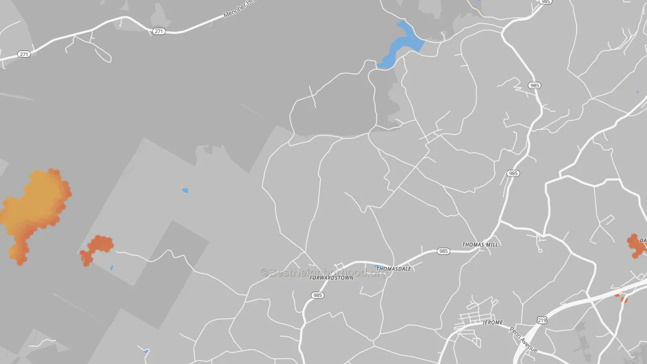 Bike Grade map of Thomas Mills, PA