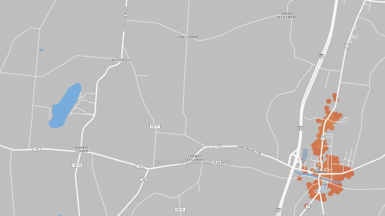 Bike Grade map of Thomas Settlement, NY