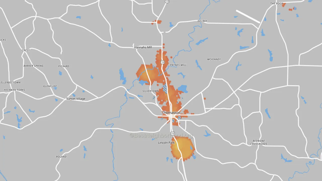 Bike Grade map of Thomaston, GA
