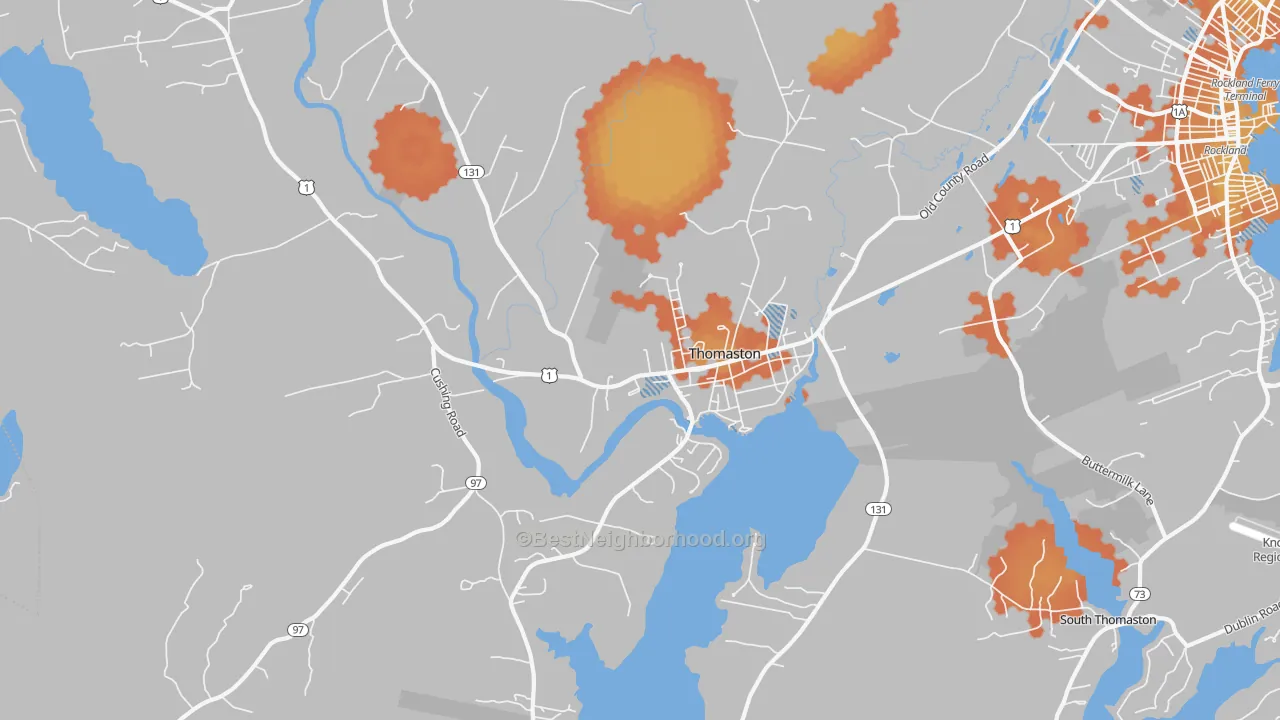 Bike Grade map of Thomaston, ME