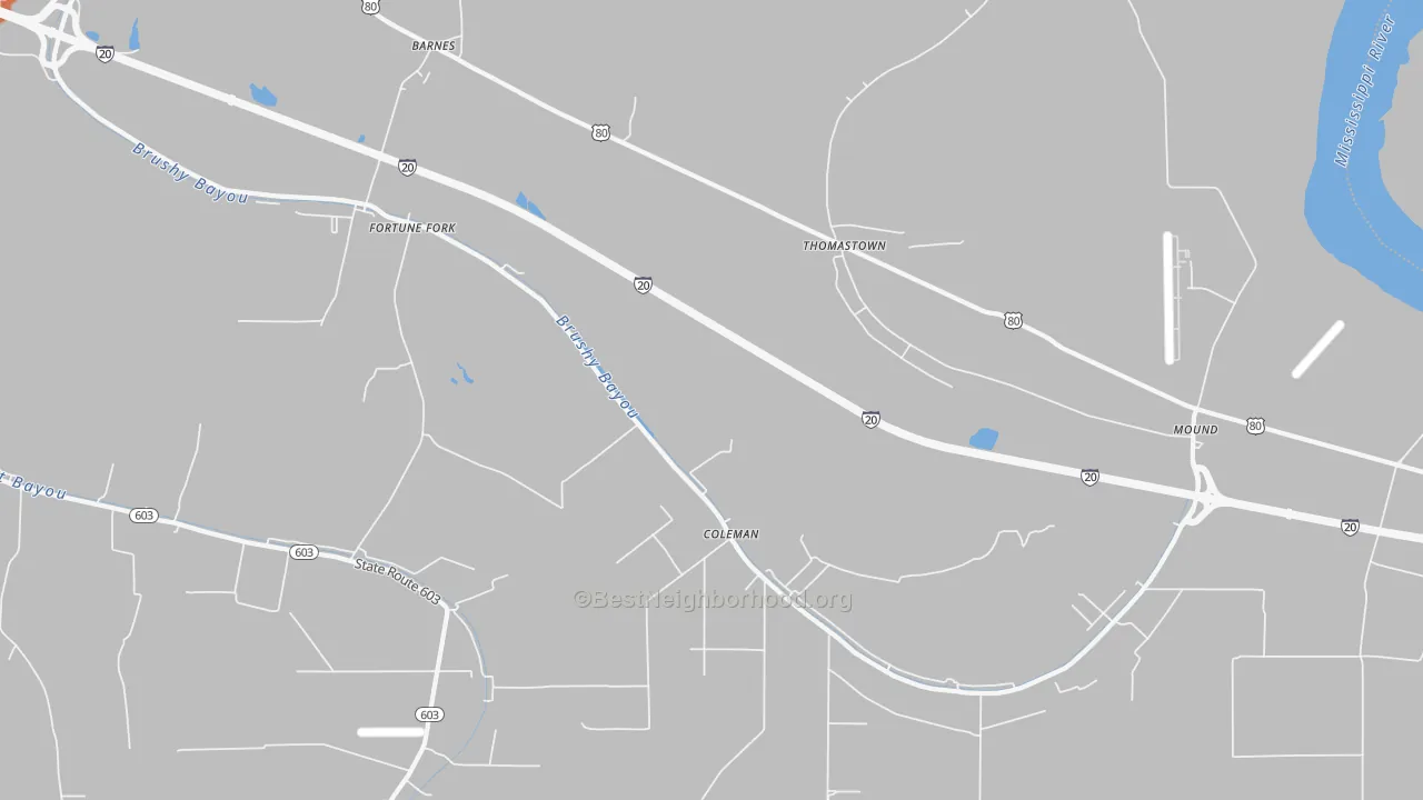 Bike Grade map of Thomastown, LA