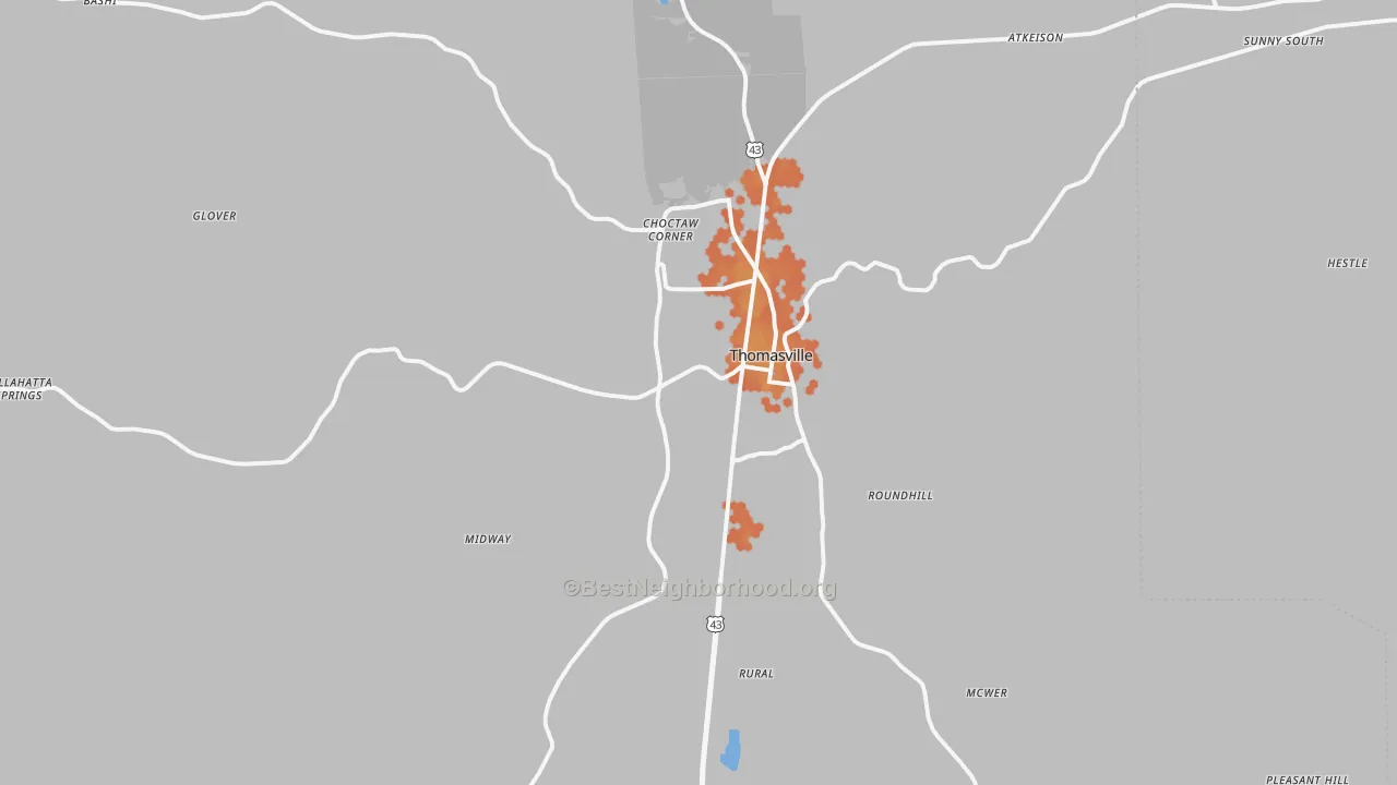 Bike Grade map of Thomasville, AL