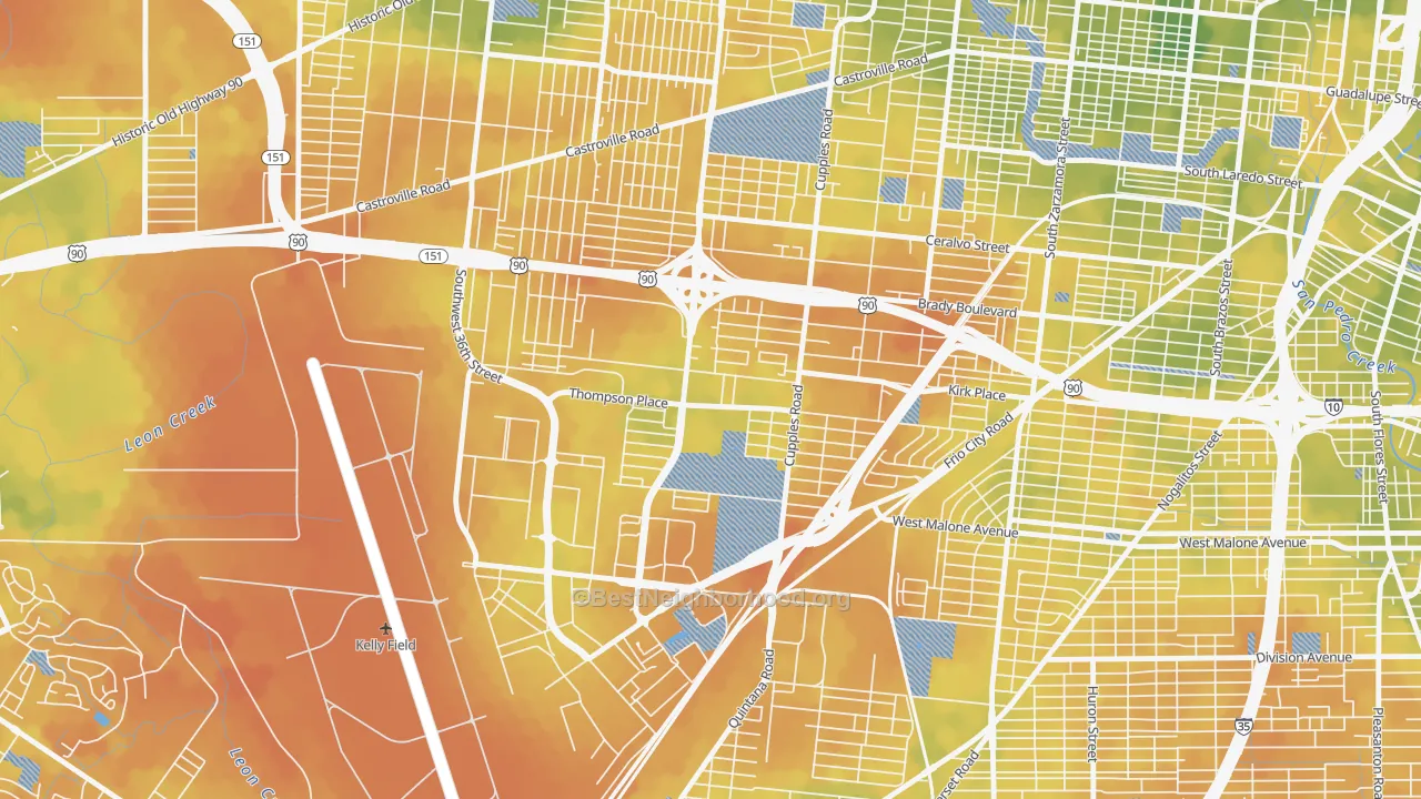 Bike Grade map of Thompson Community, San Antonio, TX
