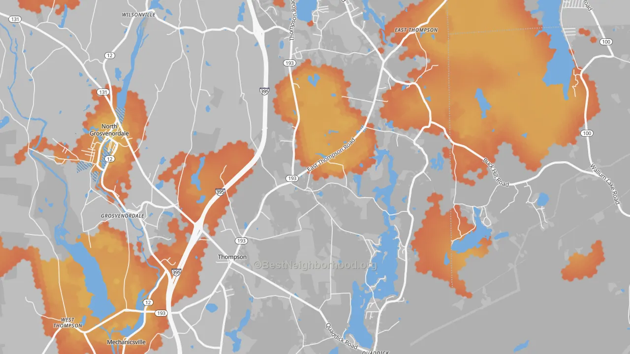 Bike Grade map of Thompson, CT