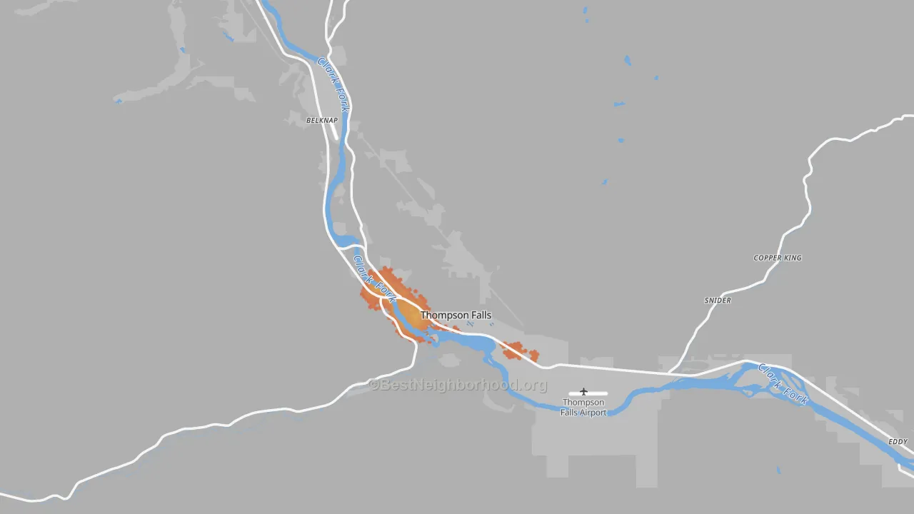 Bike Grade map of Thompson Falls, MT