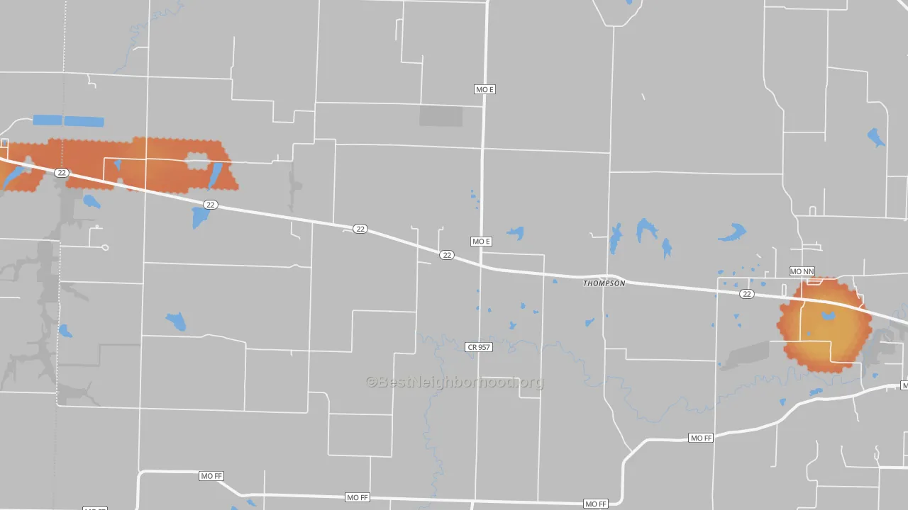 Bike Grade map of Thompson, MO