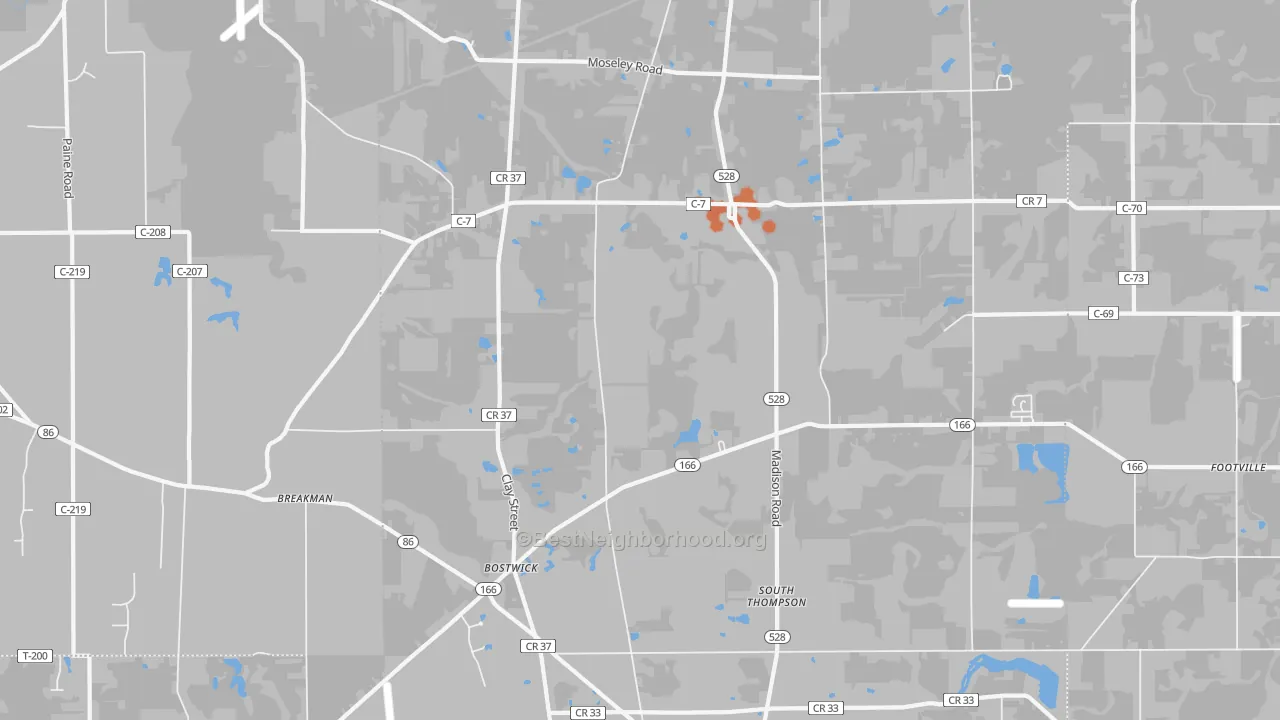 Bike Grade map of Thompson, OH