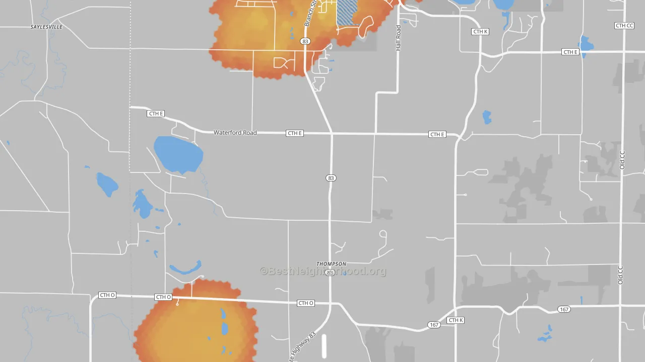 Bike Grade map of Thompson, WI