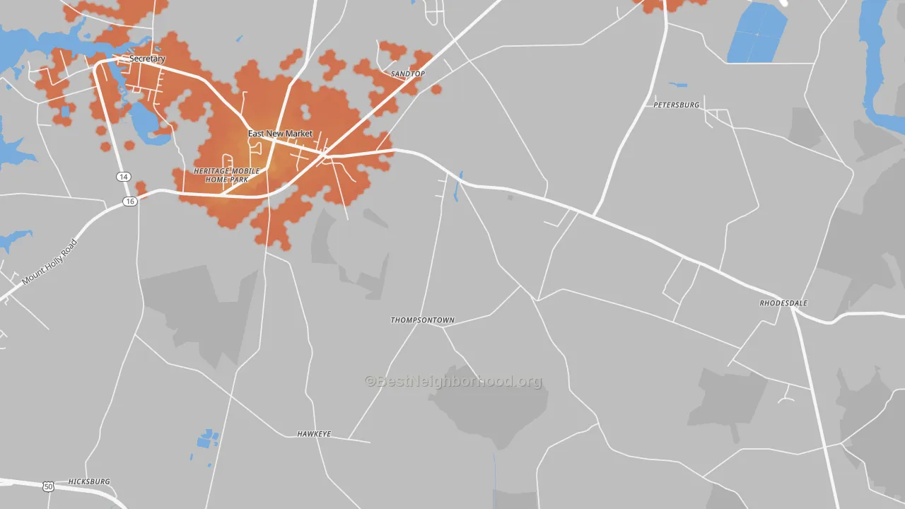 Bike Grade map of Thompsontown, MD