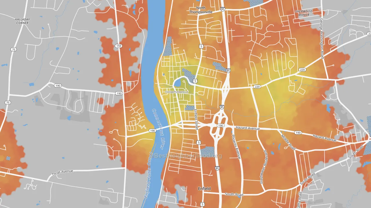 Bike Grade map of Thompsonville, CT