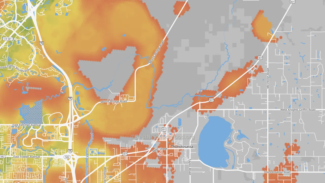 Bike Grade map of Thonotosassa, FL