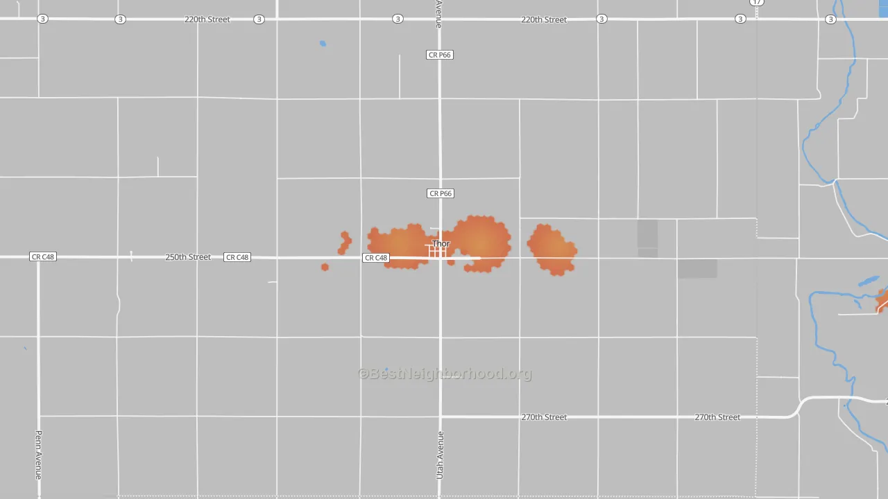 Bike Grade map of Thor, IA