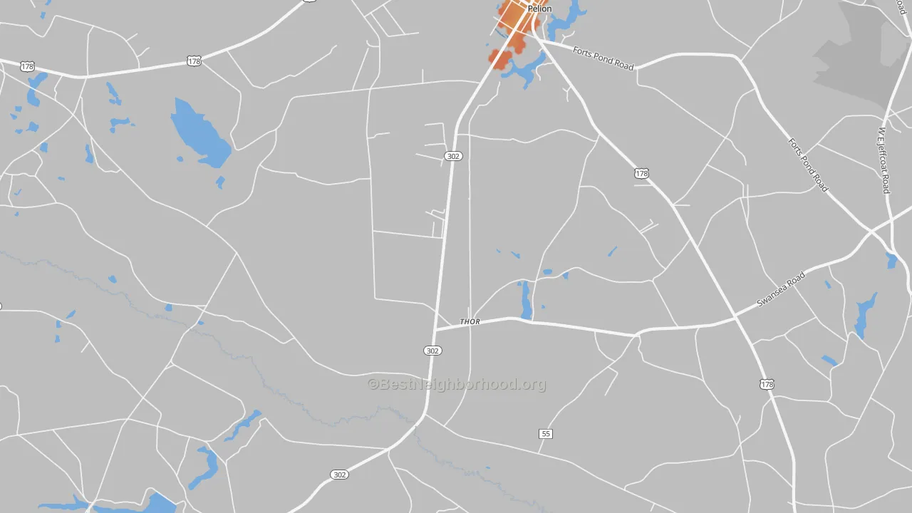 Bike Grade map of Thor, SC