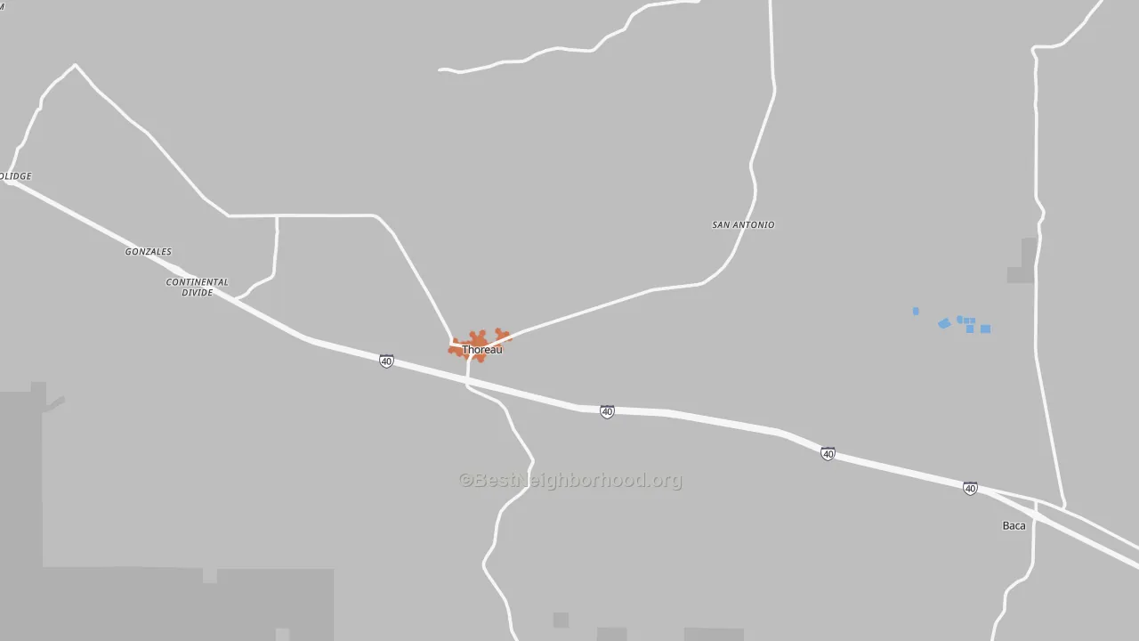 Bike Grade map of Thoreau, NM