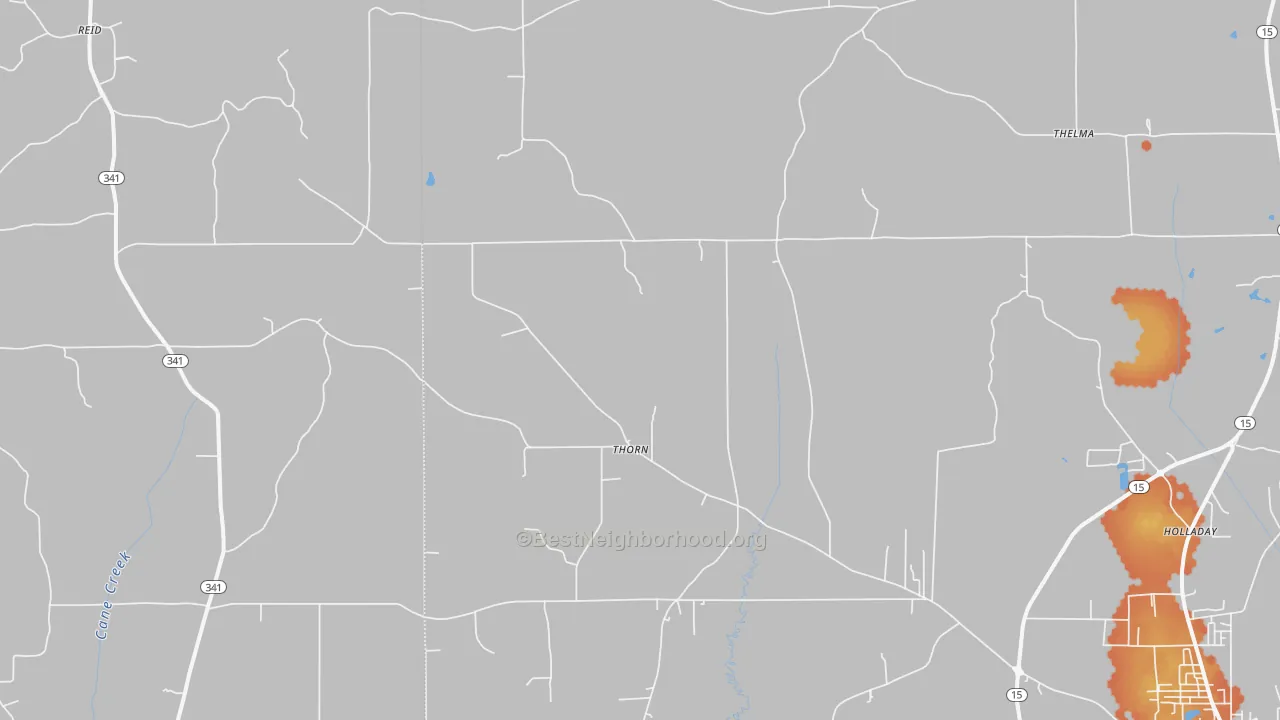 Bike Grade map of Thorn, MS