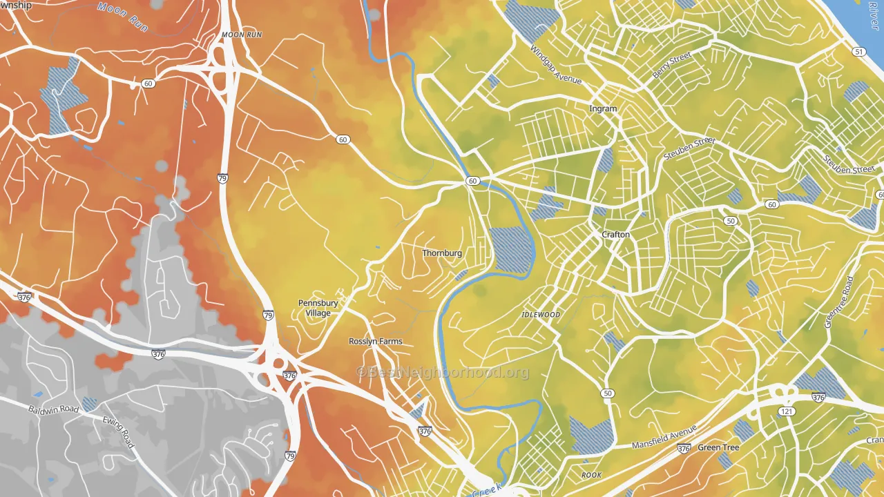Bike Grade map of Thornburg, PA
