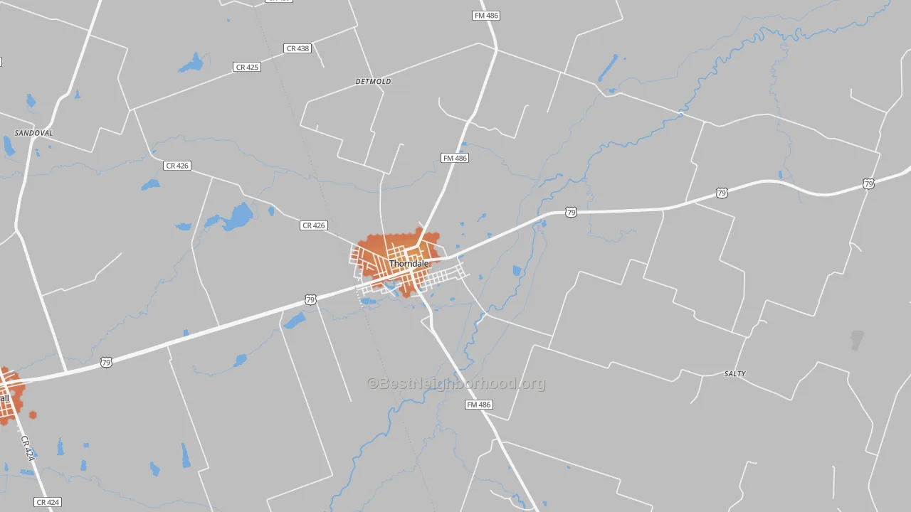 Bike Grade map of Thorndale, TX