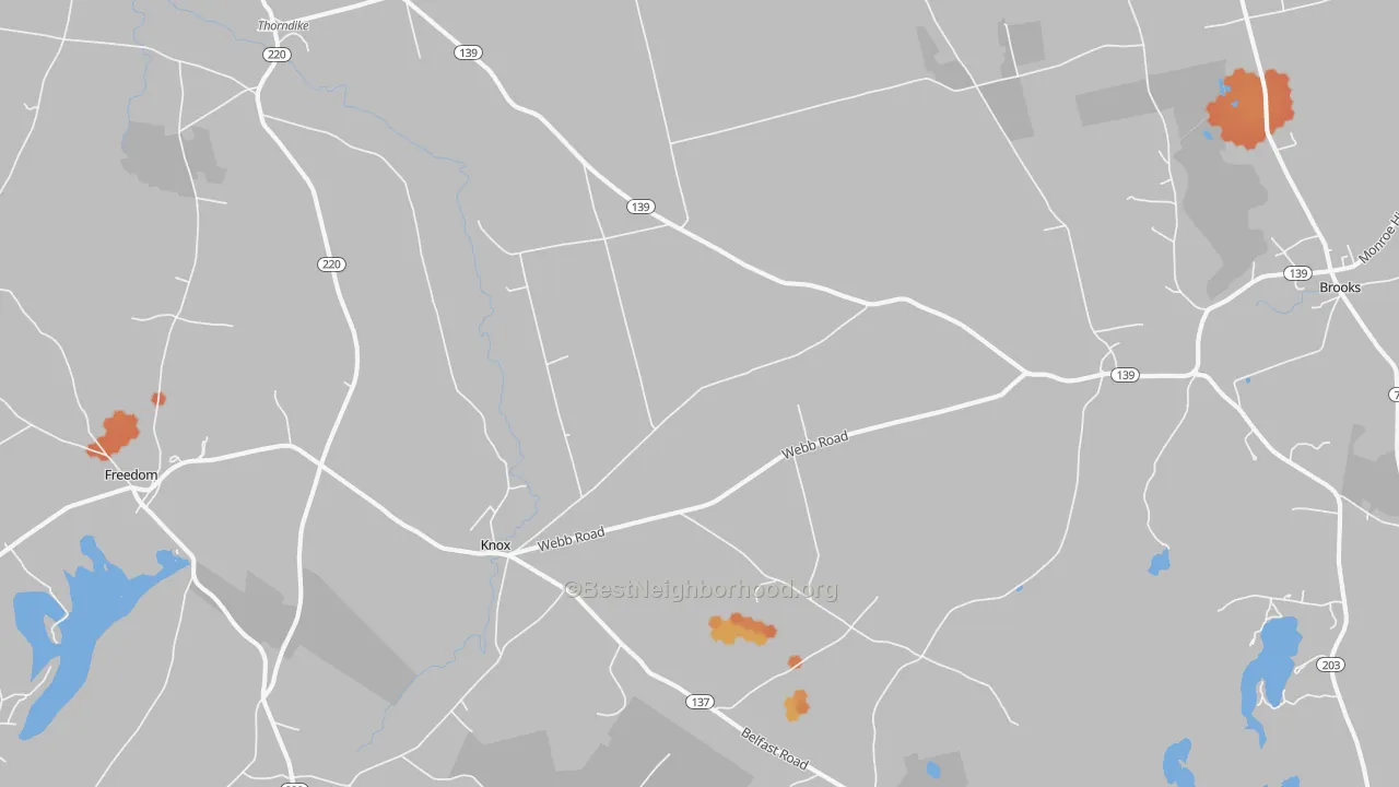 Bike Grade map of Thorndike, ME