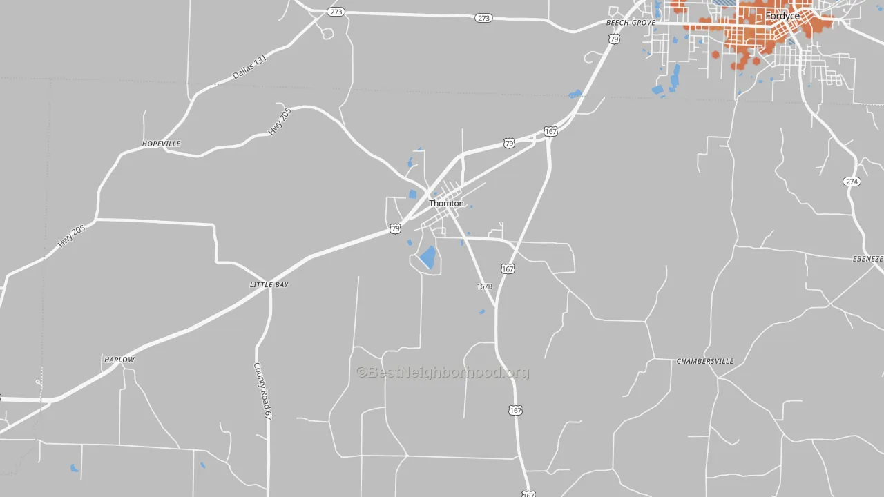 Bike Grade map of Thornton, AR