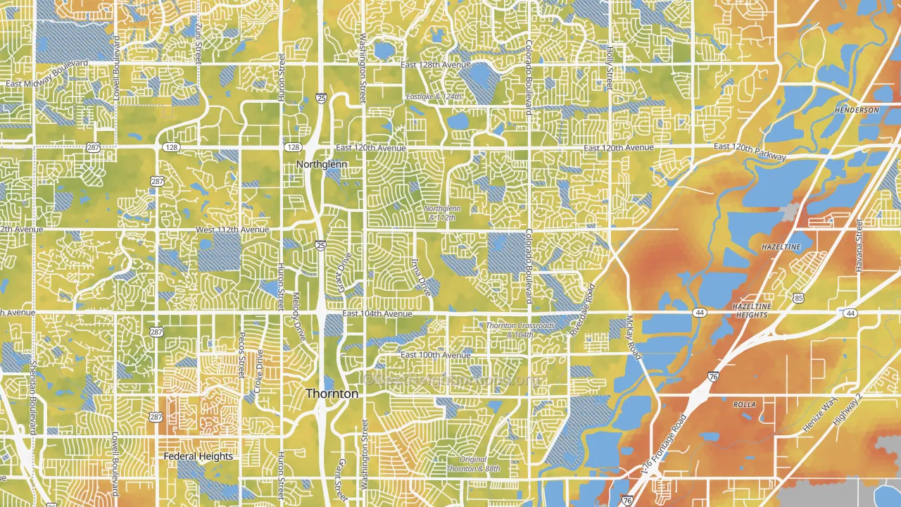 Bike Grade map of Thornton, CO