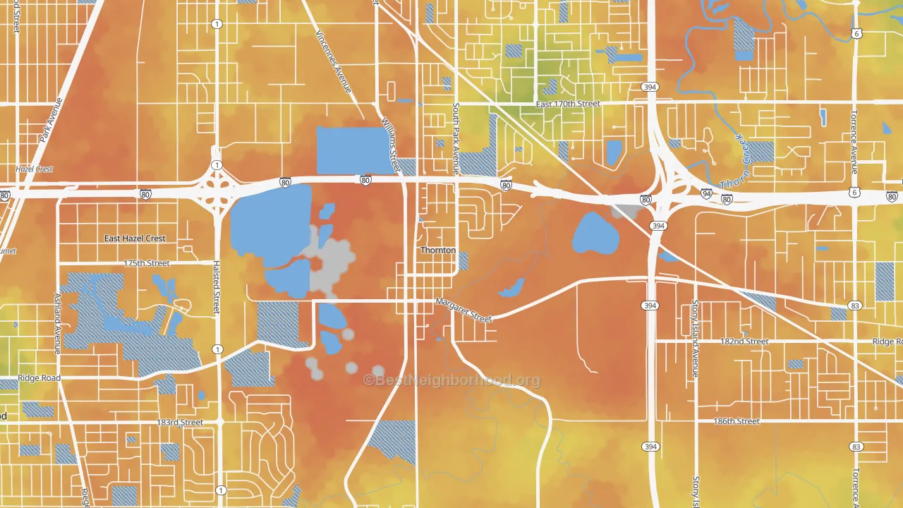 Bike Grade map of Thornton, IL