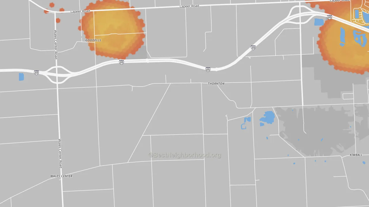 Bike Grade map of Thornton, MI