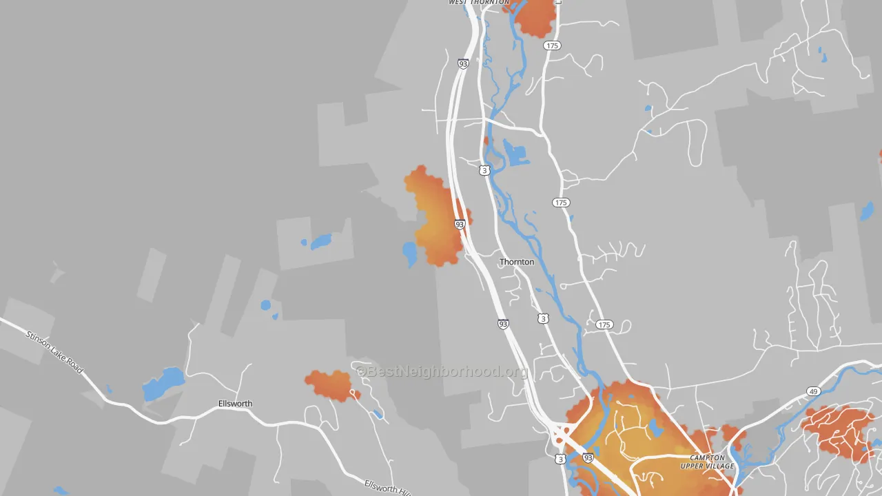 Bike Grade map of Thornton, NH