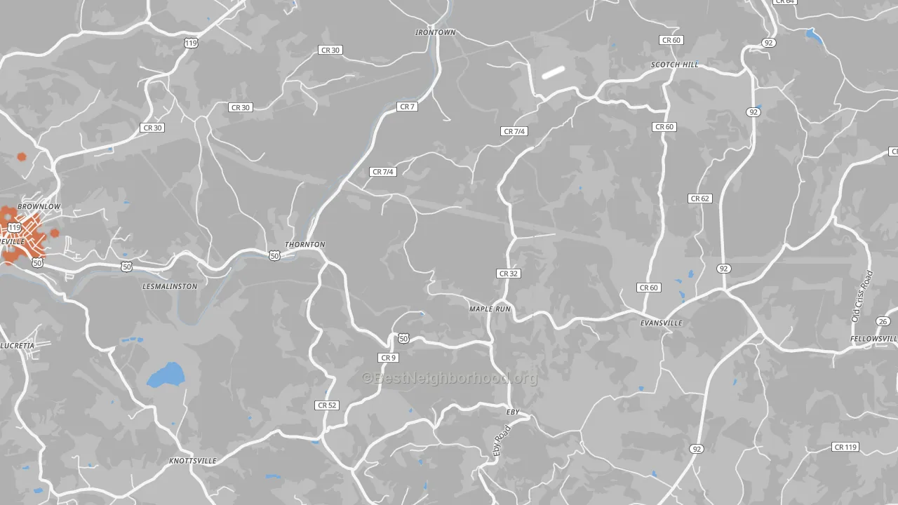 Bike Grade map of Thornton, WV
