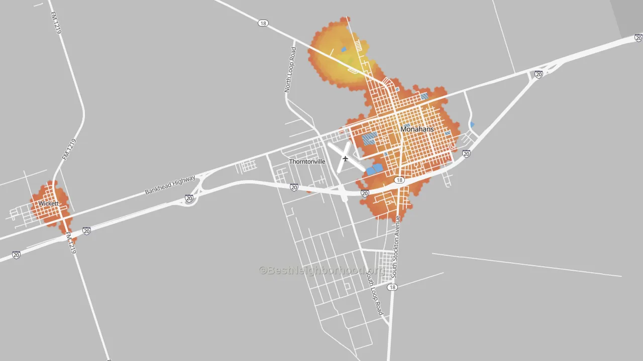 Bike Grade map of Thorntonville, TX
