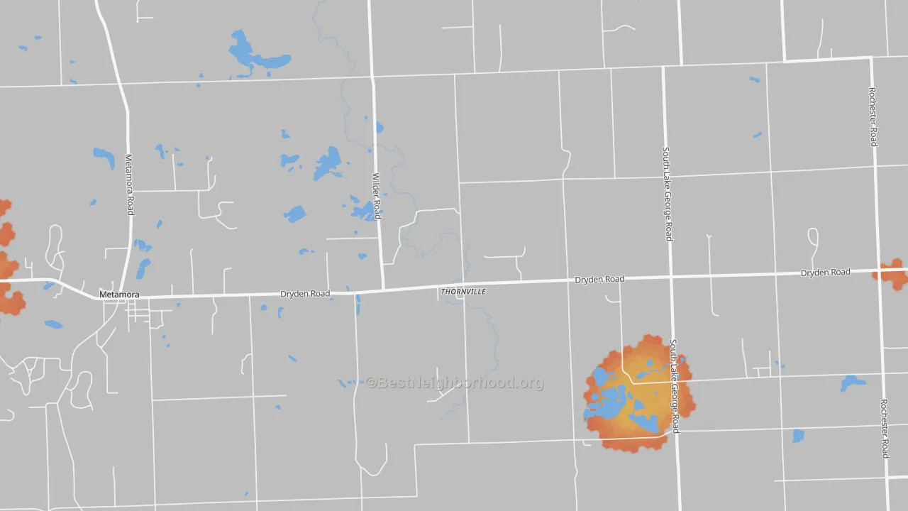 Bike Grade map of Thornville, MI